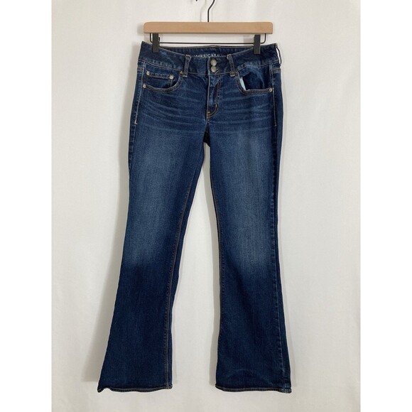 AMERICAN EAGLE Jeans Women's 6 Blue Denim Artist Bootcut Low Rise Flap Pocket - Picture 2 of 11
